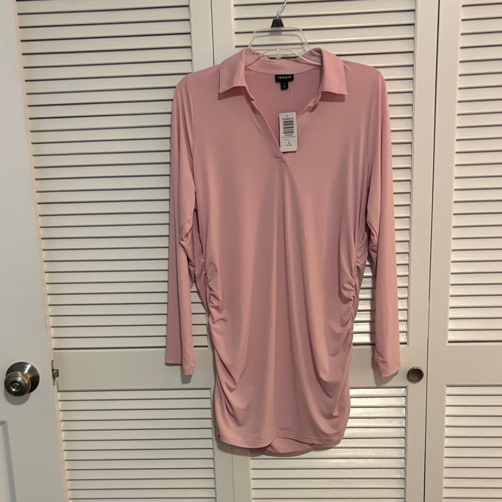 Torrid Soft Pink Ruched Blouse